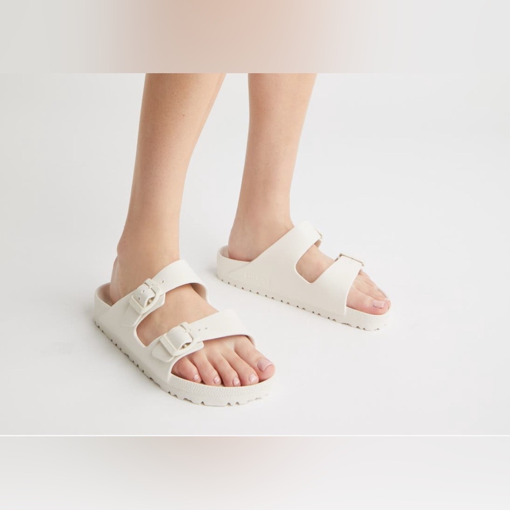Birkenstock Arizona Essentials Waterproof Slide Sandal in White| Size: 36
